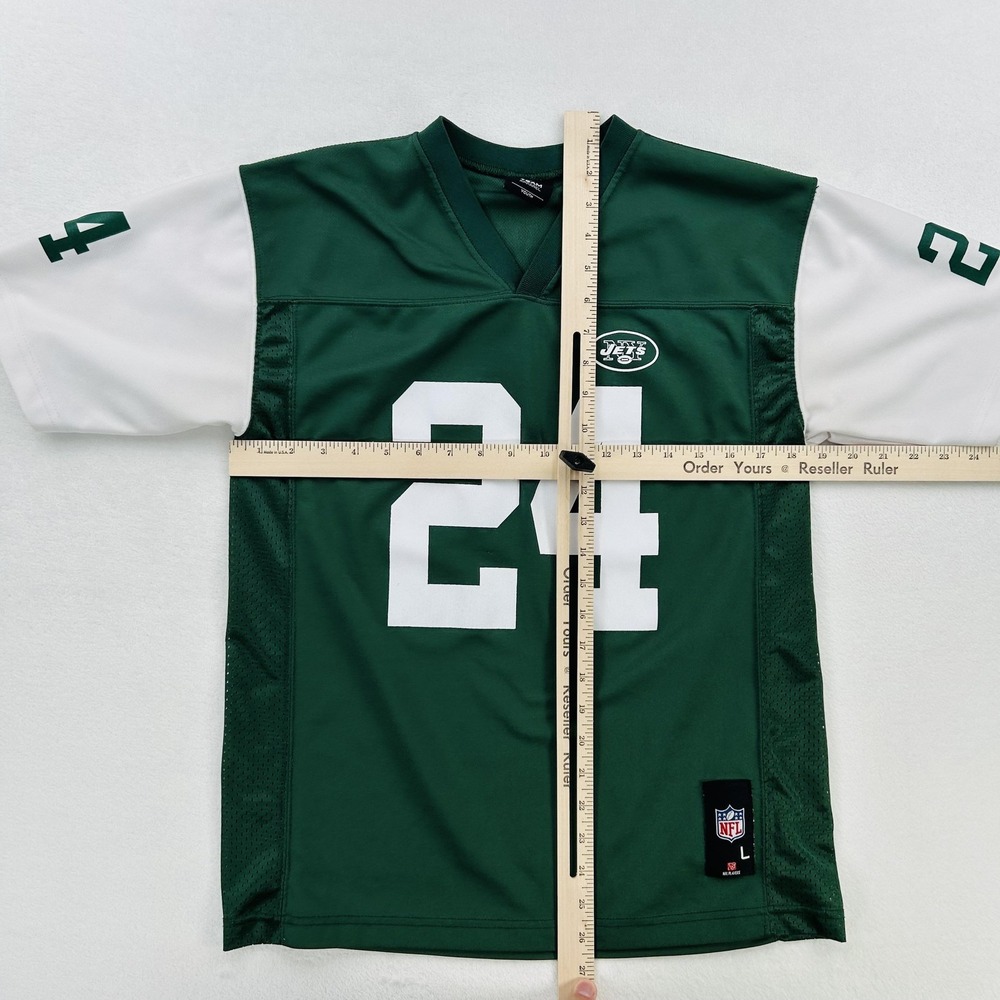 New York Jets Jersey Youth Large Green NFL Football Darrelle Revis 24 Logo Shirt - Picture 8 of 16